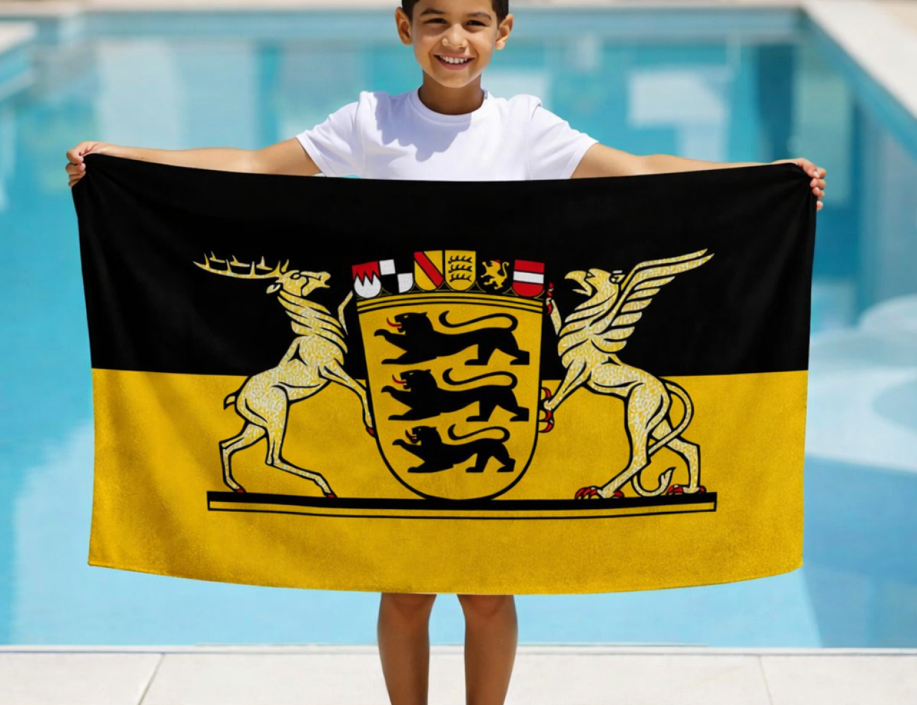 Baden-Württemberg state service flag with large coat of arms Beach Towel, BW01