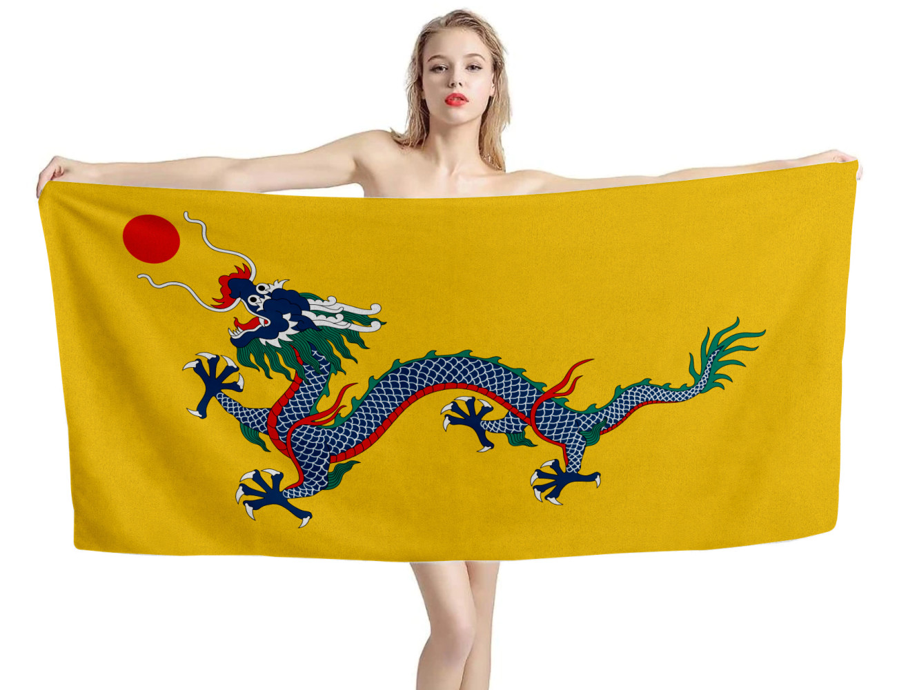 Qing Dynasty Imperial Dragon Flag Beach Towel, QUIN--1