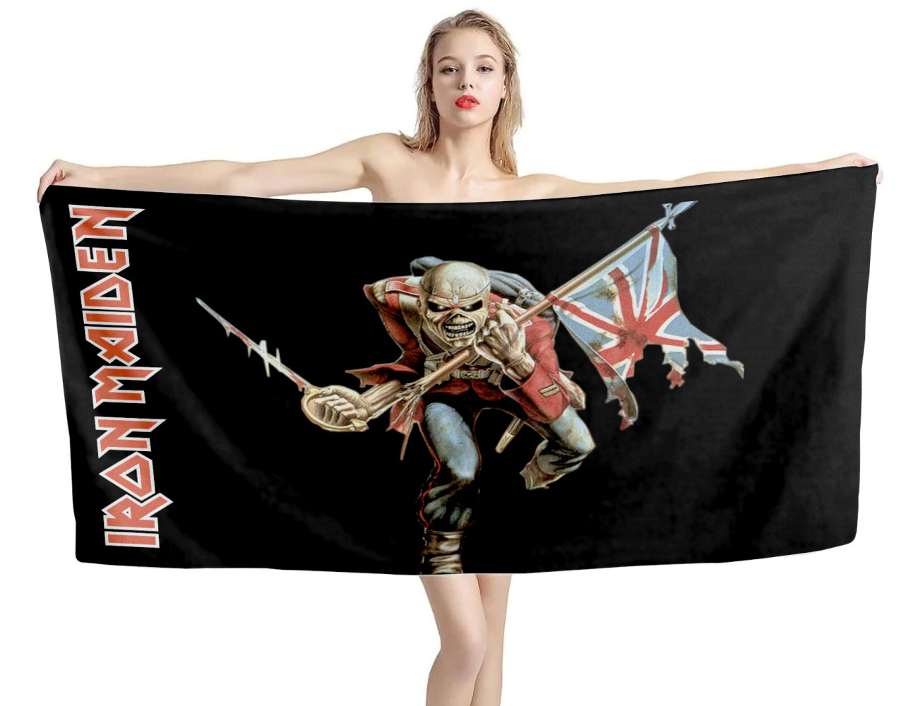 Iron Maiden the Trooper Schwarz Strandtücher, METALL--TOWEL-7