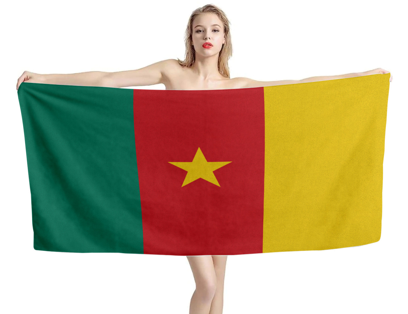 Cameroon Flag Beach Towel, CMR--1