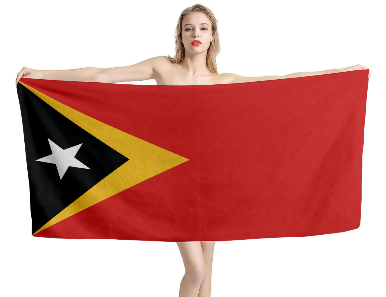 East Timor Flag Beach Towel