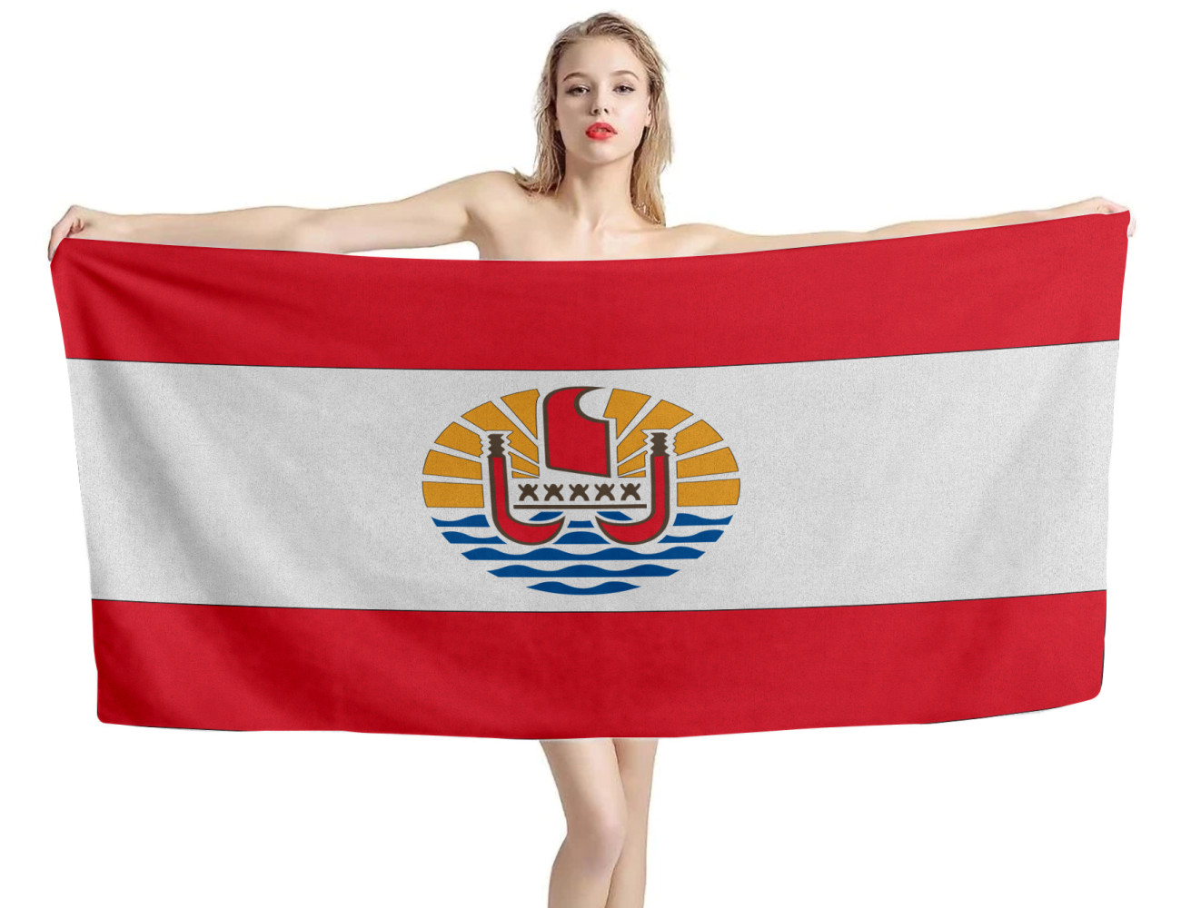 French Polynesia Flag Beach Towel French Polynesia Flag Beach Towel