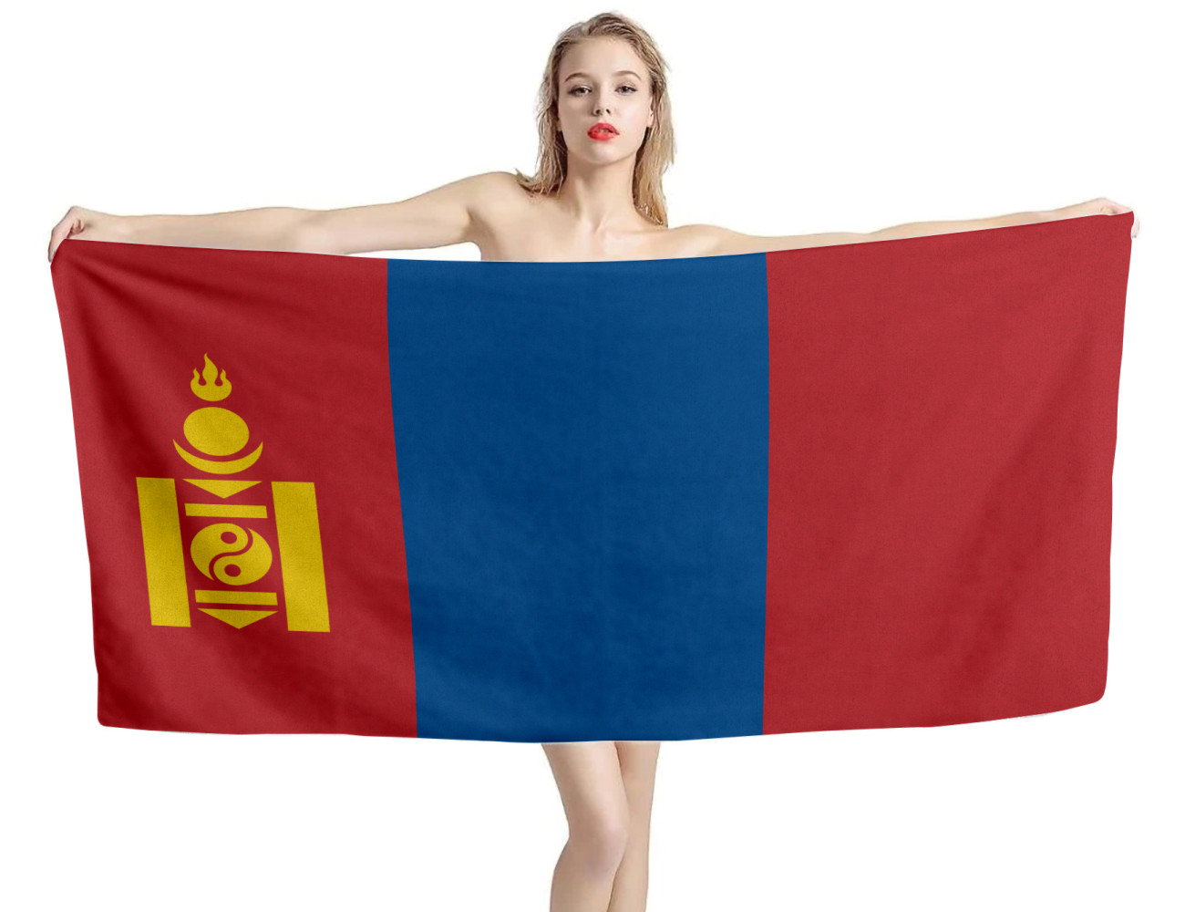 Mongolia Flag Beach Towel