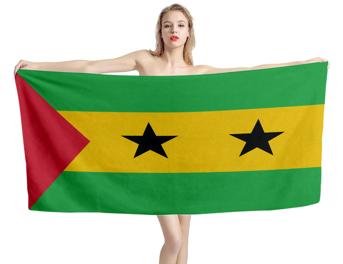 Sao Tome Flag Beach Towel