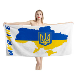 Ukraine Map Flag Beach Towel