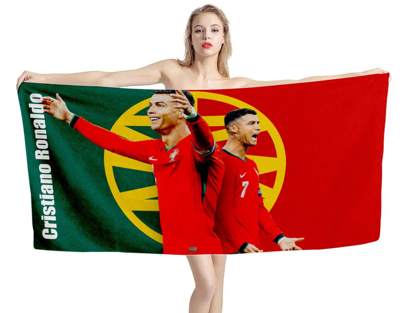 Cristiano Ronaldo Portugal National Football Team Flag Beach Towel, CR7--TOWEL-7