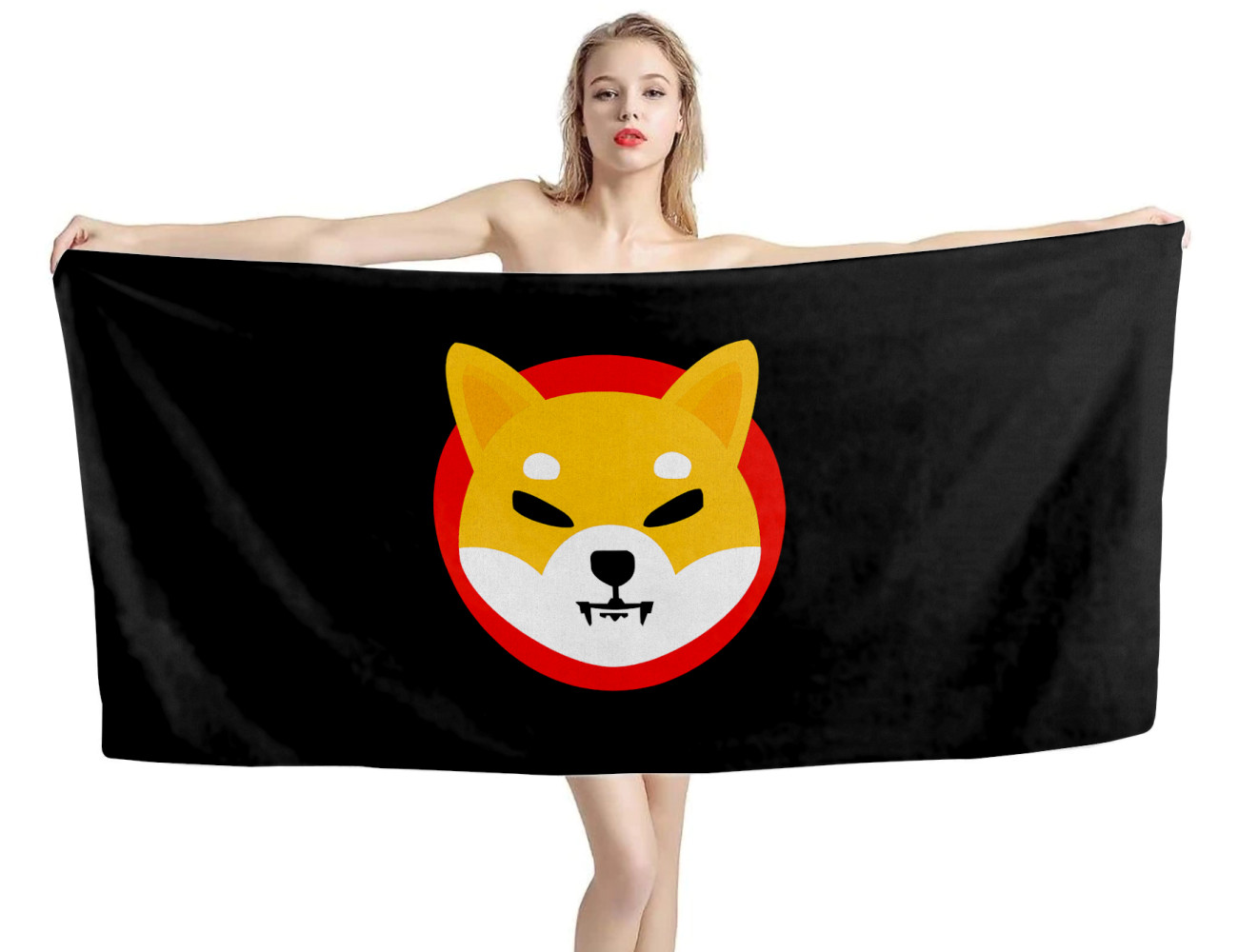 Shiba Inu (SHIB) Black Beach Towel, BITCOIN--6