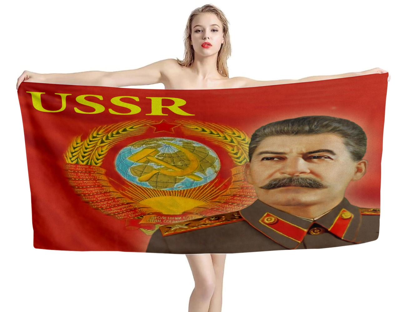 Stalin USSR Russia Red Beach Towel