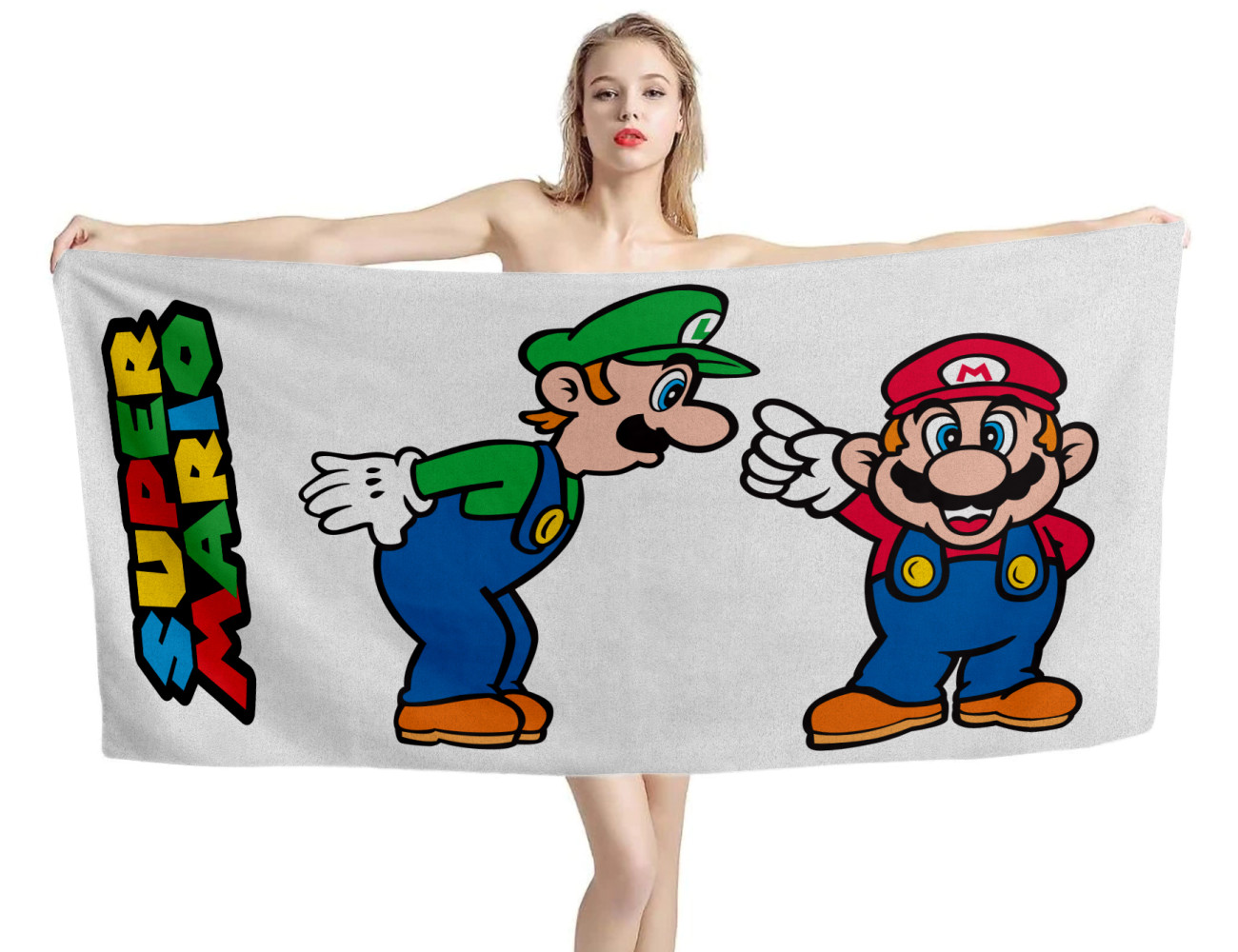 Super Mario and Luigi White Beach Towel, GAME--TOWEL-3