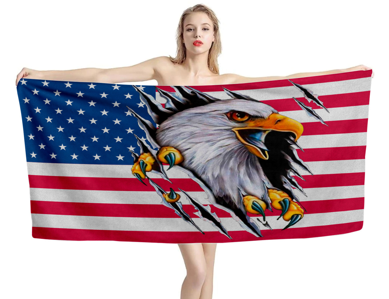 USA Eagle Flag Beach Towel, USAEAGLE--1