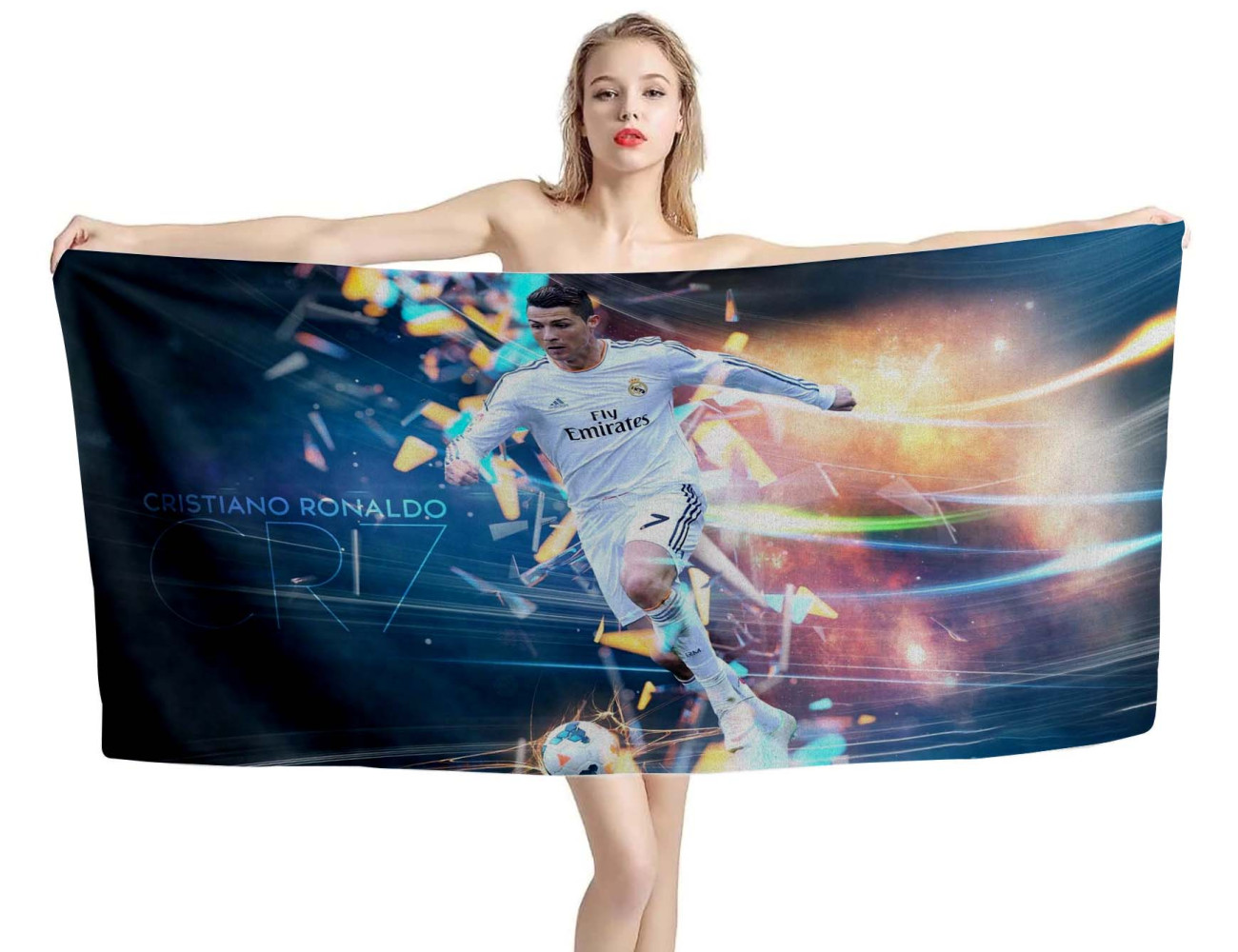 Cristiano Ronaldo CR7 Football Beach Towel, CR7REAL