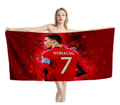 Cristiano Ronaldo Football Red Beach Towel Cristiano Ronaldo Football Red Beach Towel