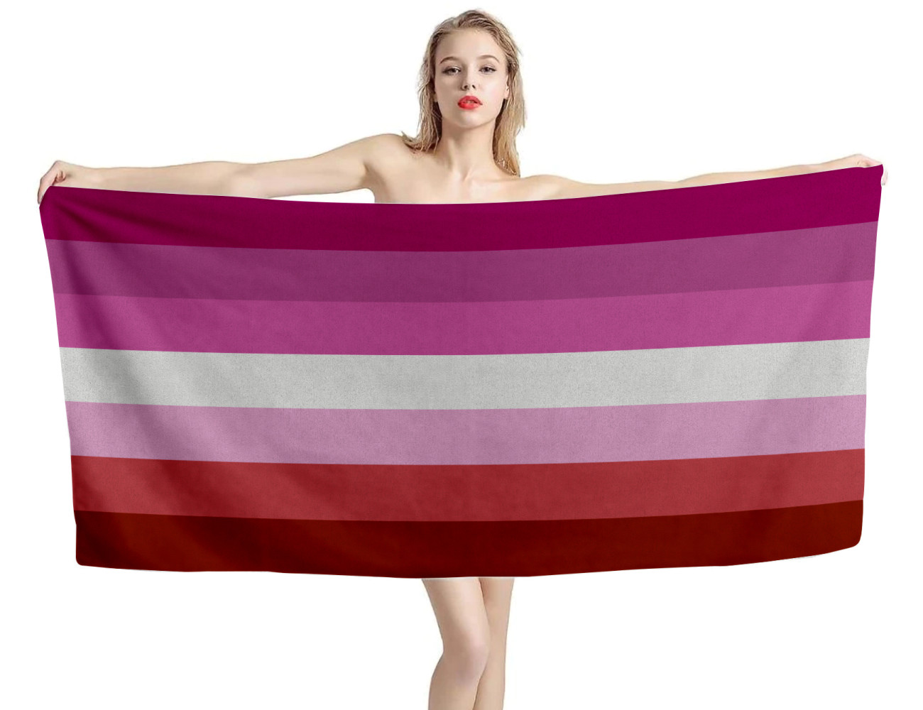 Lesbian Stripes No Lips Beach Towel