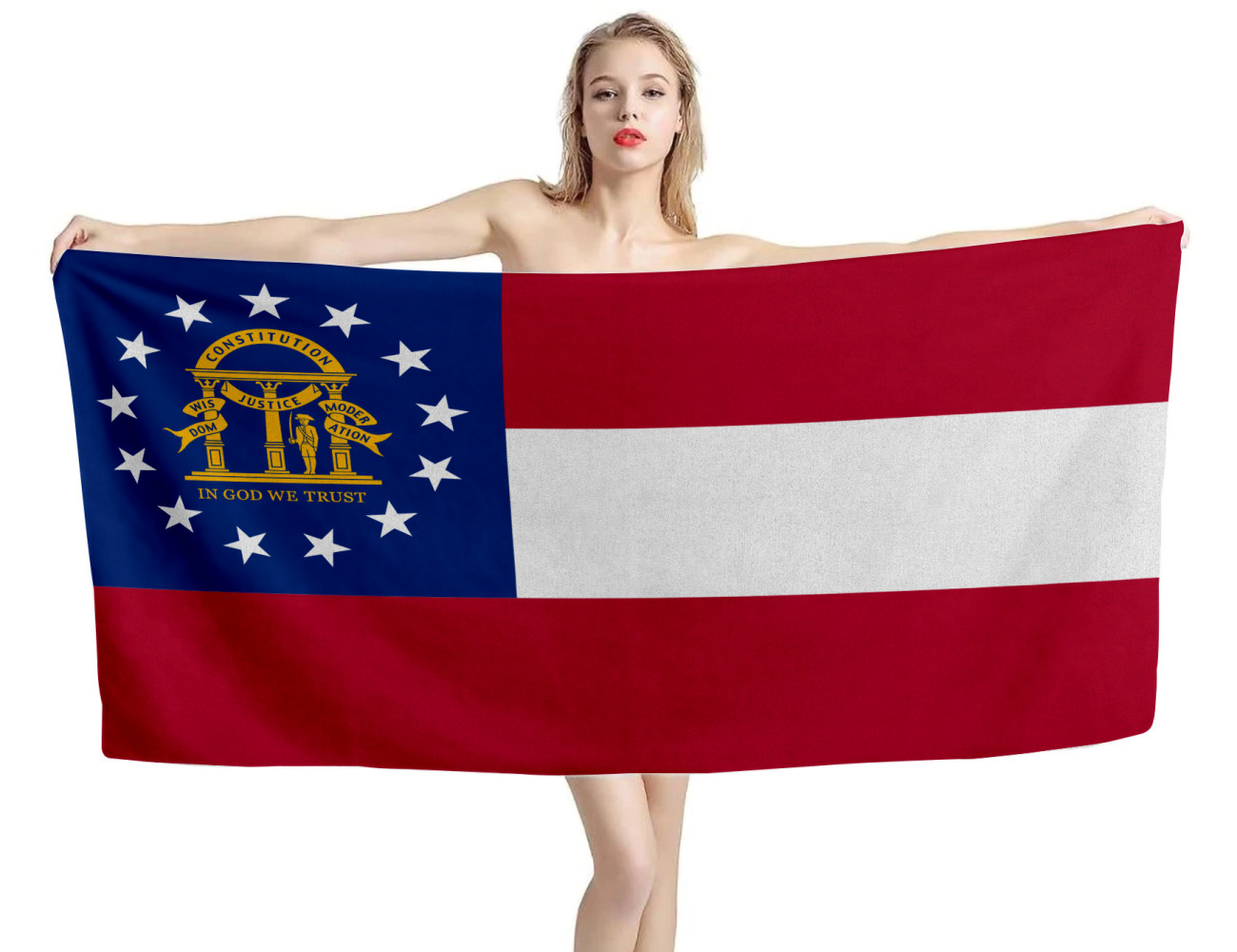 Georgia State Flag Beach Towel