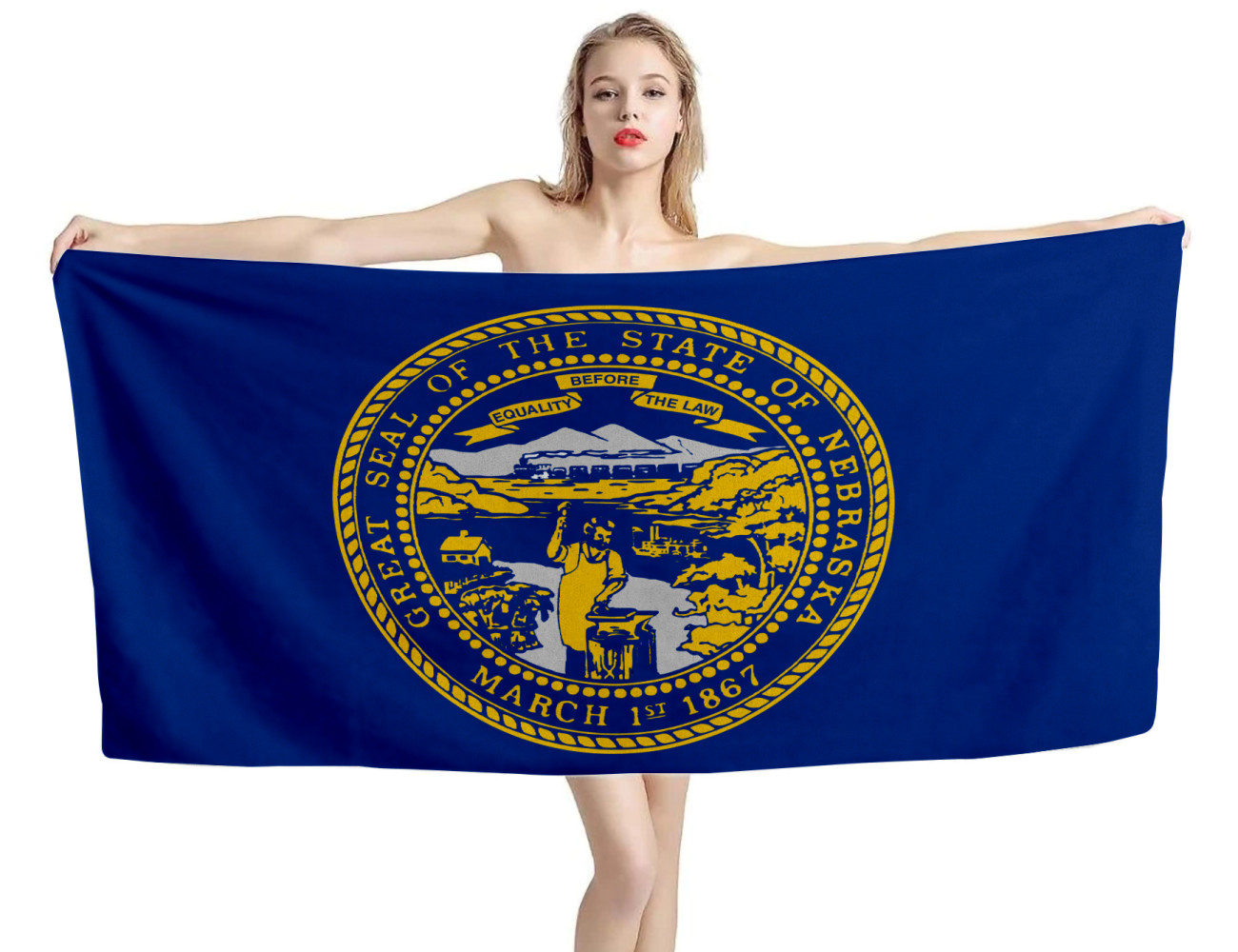 Nebraska States Flag Beach Towel, USA--TOWEL-15