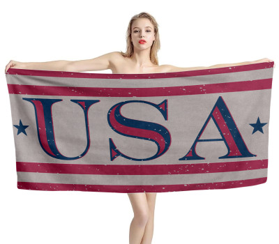 Usa word in vintage style Flag Beach Towel
