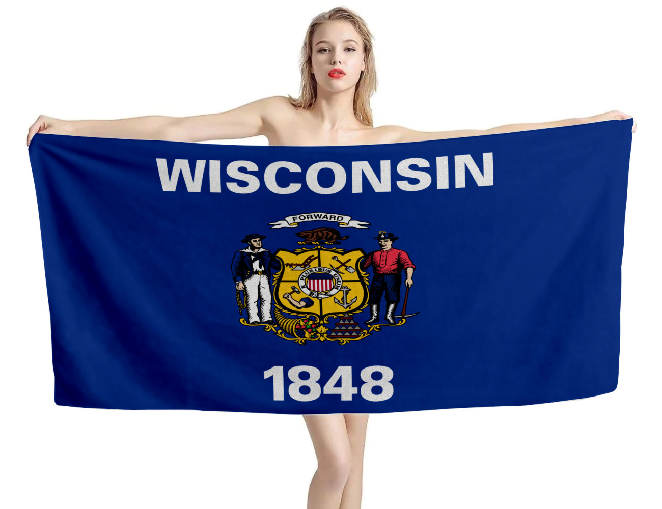 Wisconsin States Flagge Strandtücher, USA--TOWEL-35