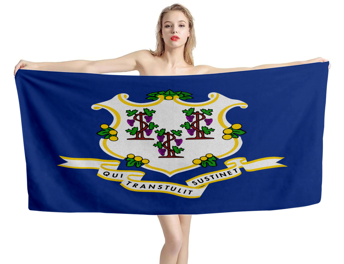 Connecticut State Flag Beach Towel