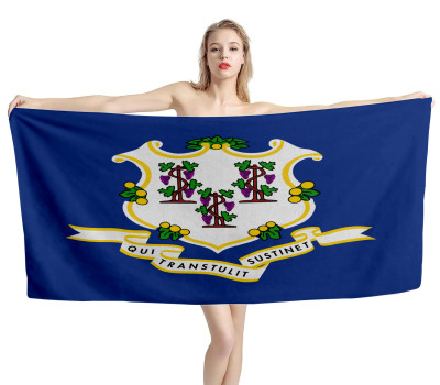 Connecticut State Flag Beach Towel 