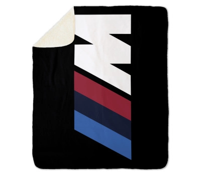 BMW Big M Logo Black Sherpa Blanket, Size - 100x150cm