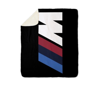 BMW Big M Logo Black Sherpa Blanket, Size - 100x150cm