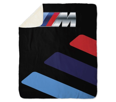 BMW M Logo Black Sherpa Blanket, Size - 100x150cm