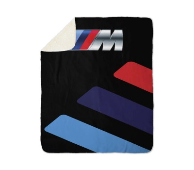 BMW M Logo Black Sherpa Blanket, Size - 100x150cm