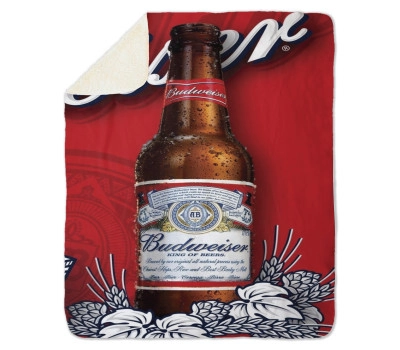 Budweiser Bottle Sherpa Blanket, Size - 100x150cm