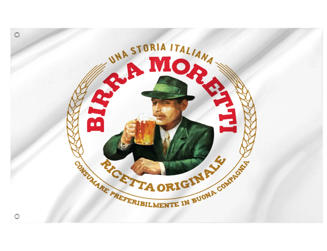 Birra Moretti Italian Beer Alcohol Drink White Flag, BEER--33