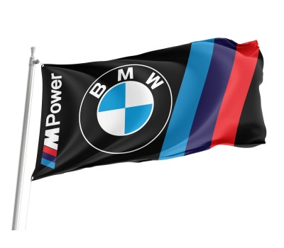 BMW M Power Big Logo Black Outdoor Quality Flag
