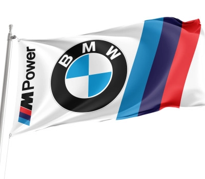BMW M Power Big Logo Weiß Outdoor Qualität Flagge