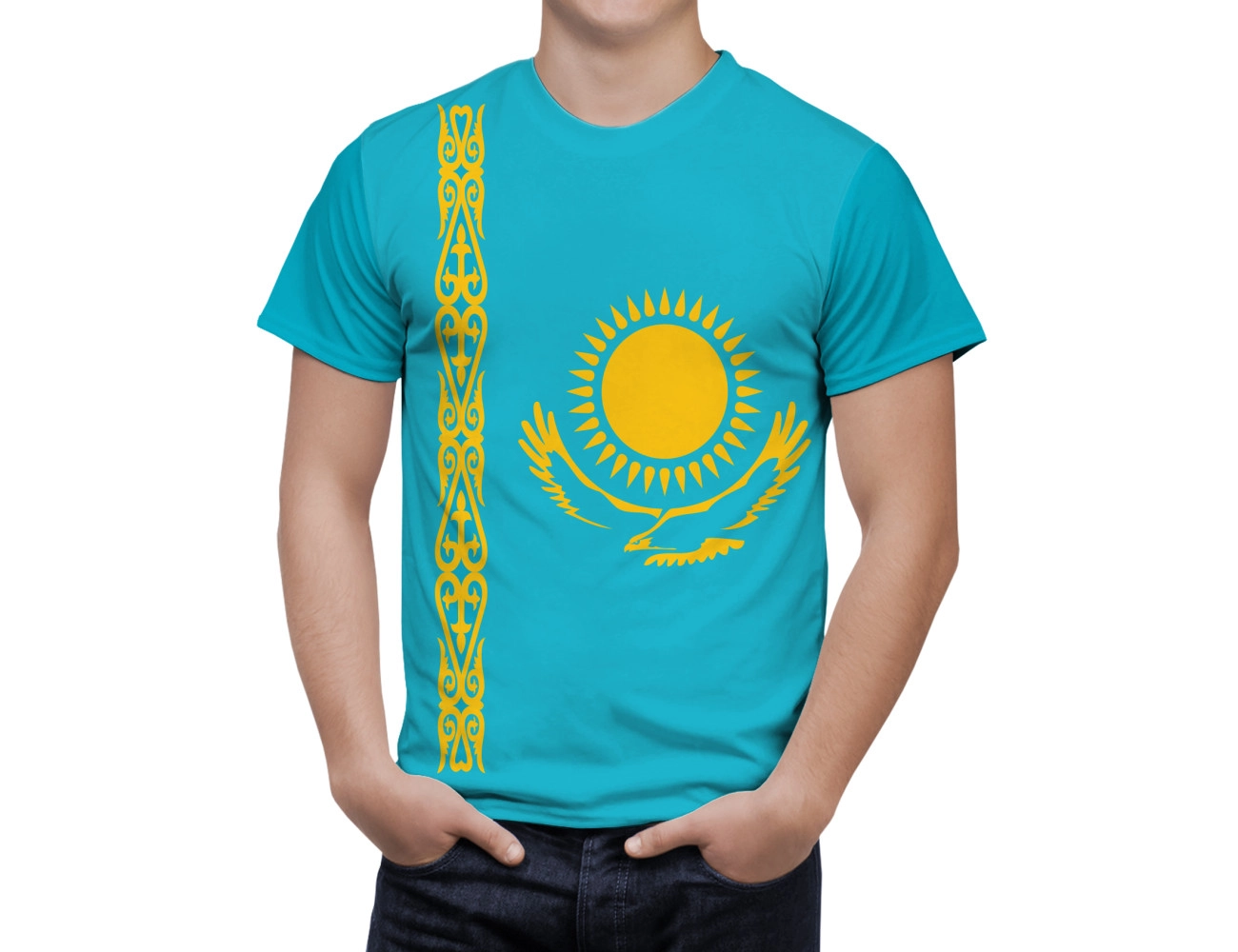 Kazakhstan Flag T-Shirt, NAT--FLAG-49