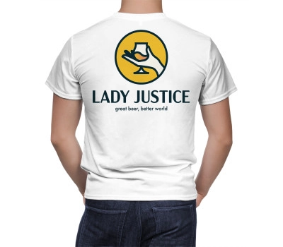 Lady Justice Great Beer, Better World White T-Shirt