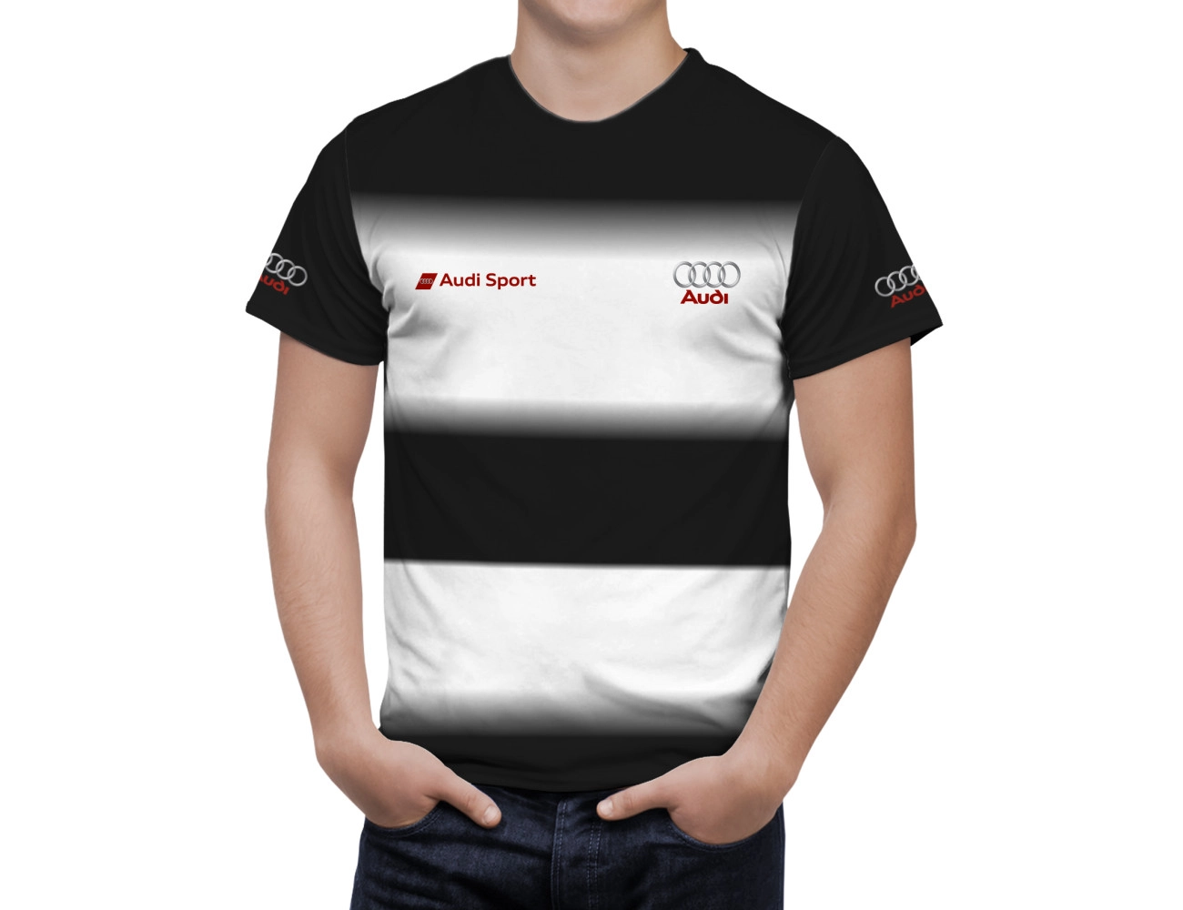 Audi Black White Streak T-Shirt