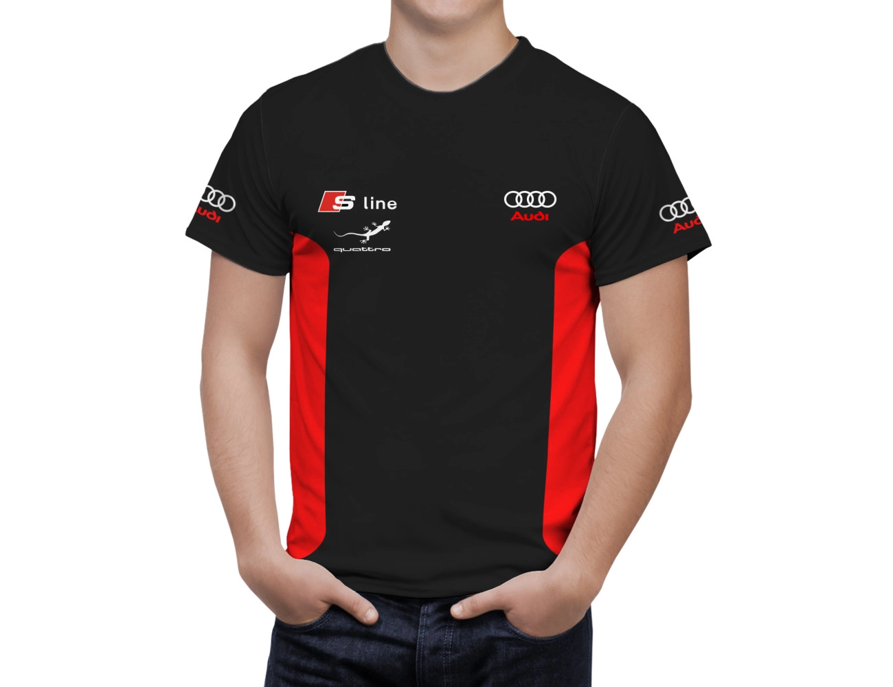Audi S Line Schwarz Rot T-Shirt