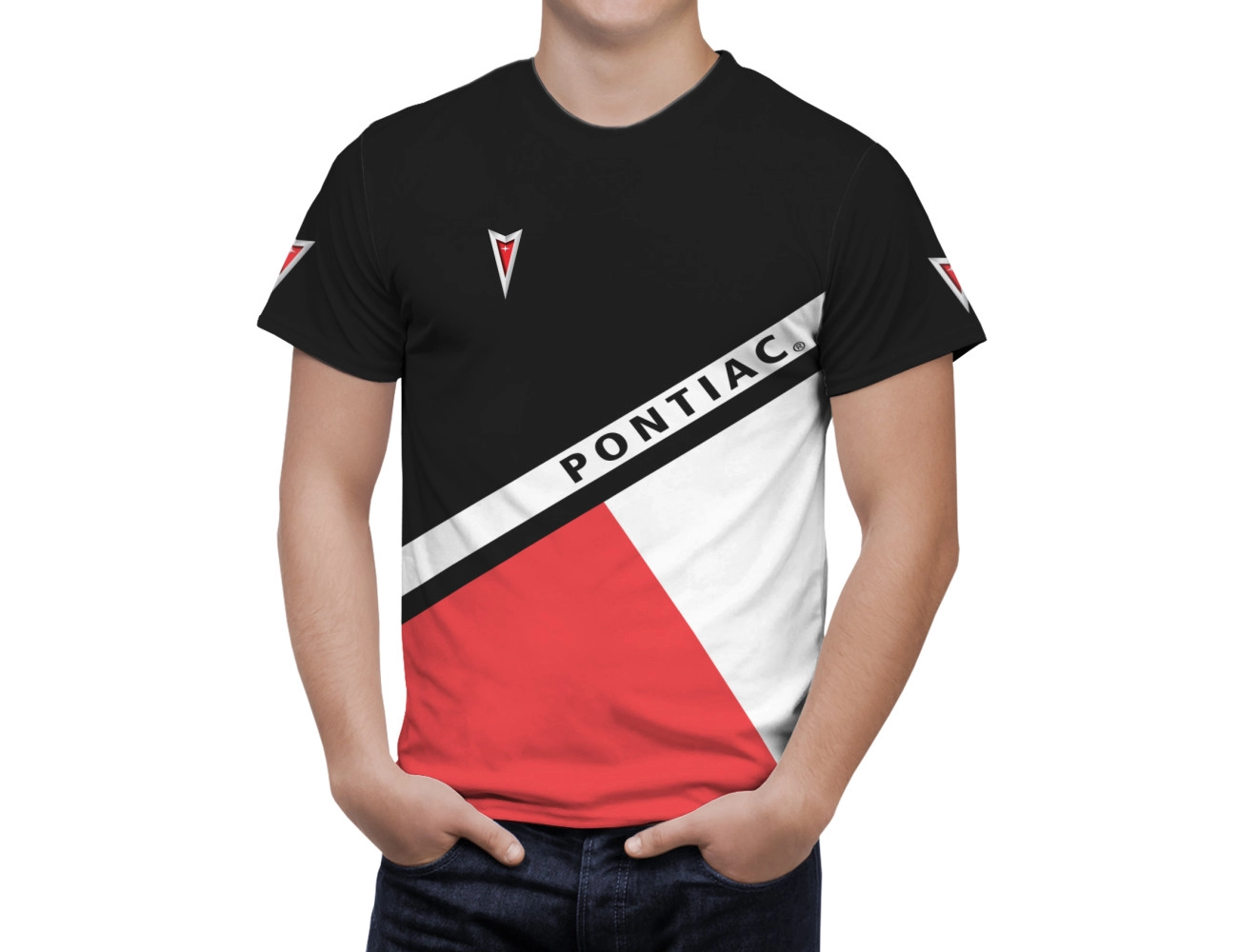 Pontiac Black Red T-Shirt, PBRTS--3370