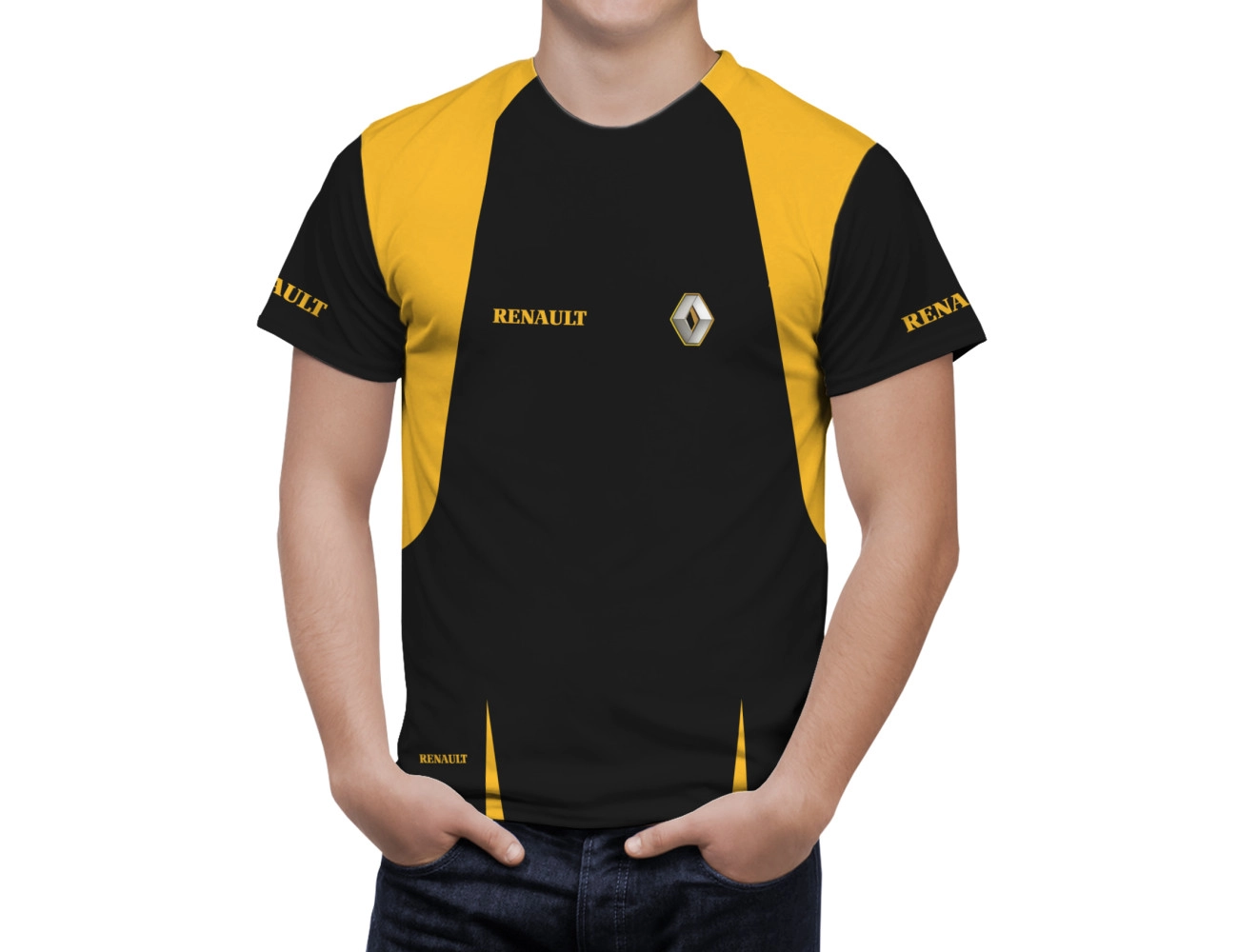 Renault Black Yellow Lines T-Shirt, RBYLTS--9638