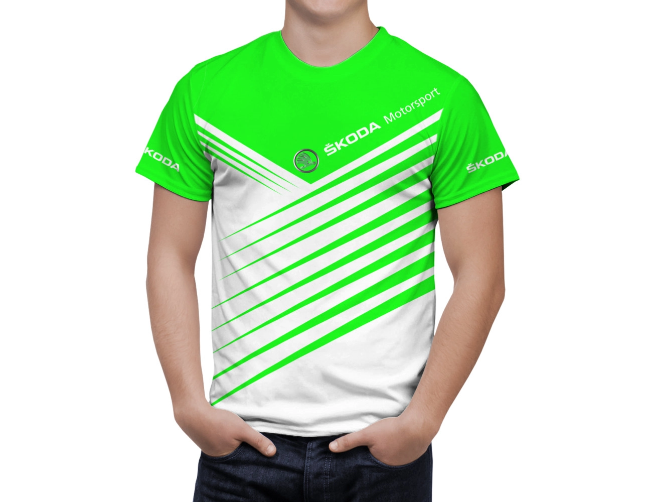 Skoda White Green T-Shirt, SWGTS--2369