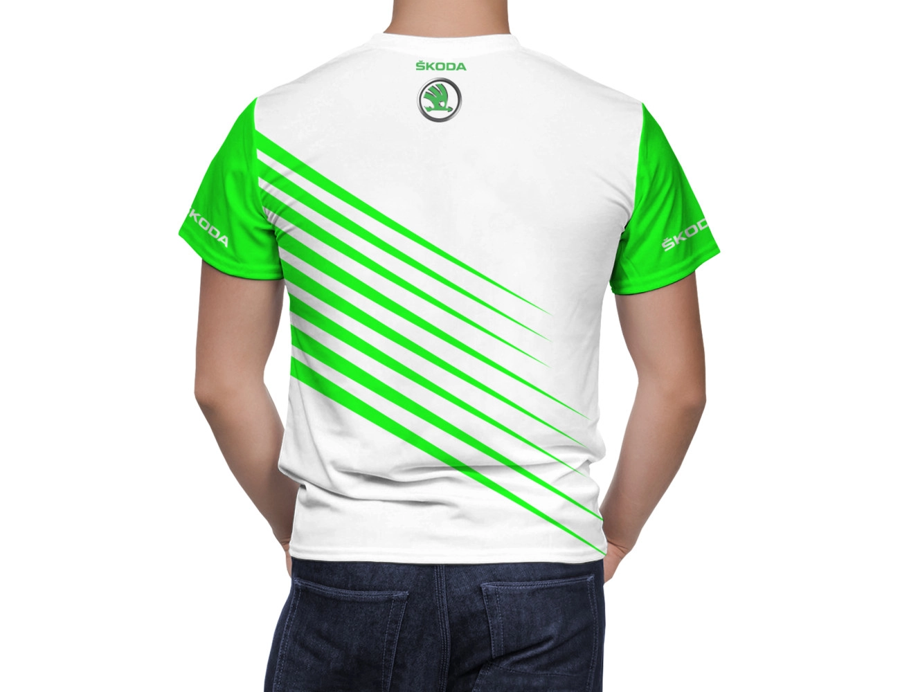 Skoda White Green T-Shirt, SWGTS--2369