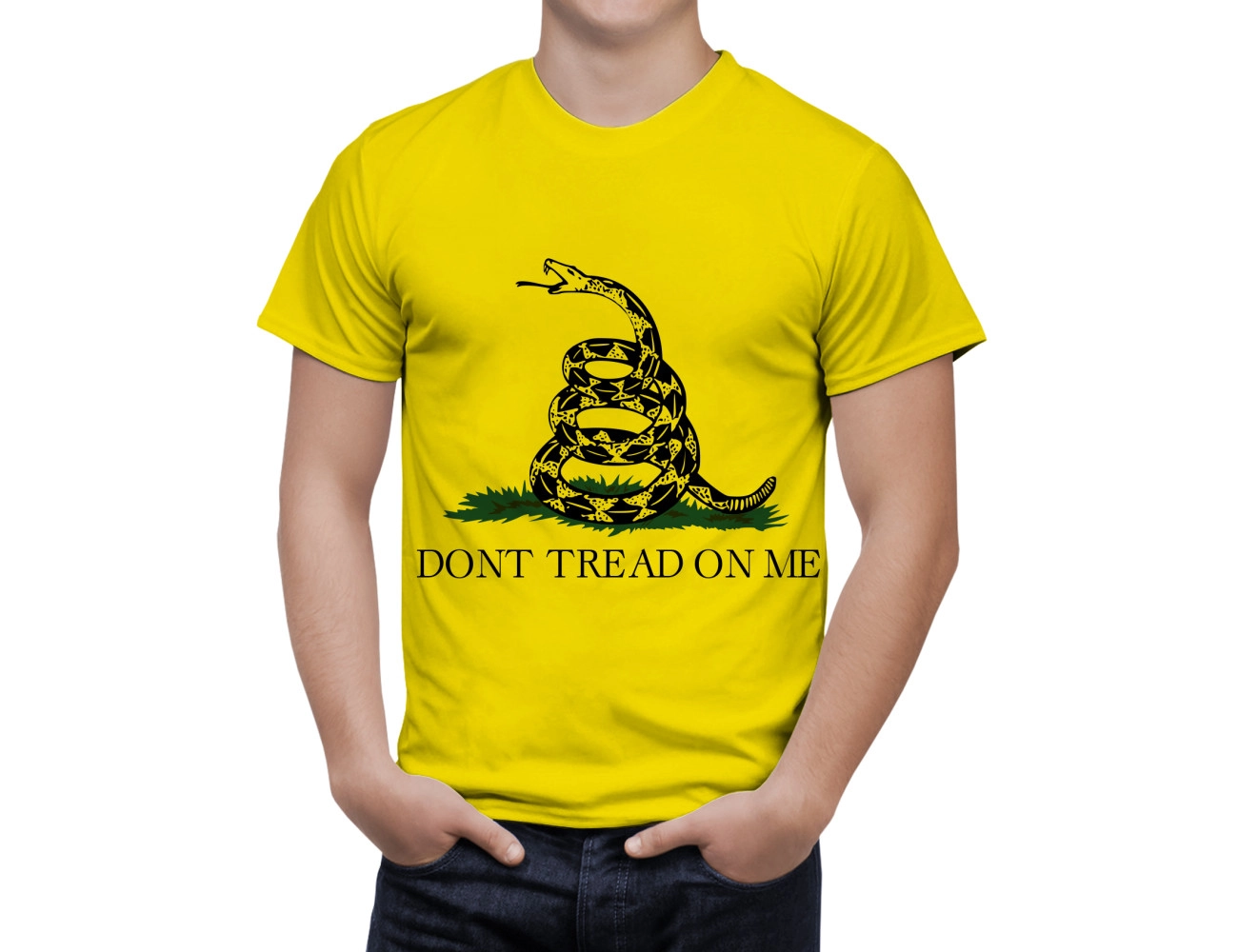 Don't Tread On Me T-shirt Gadsden Flag American Patriot US Men's Novelty Shirt, USA--GADE-1