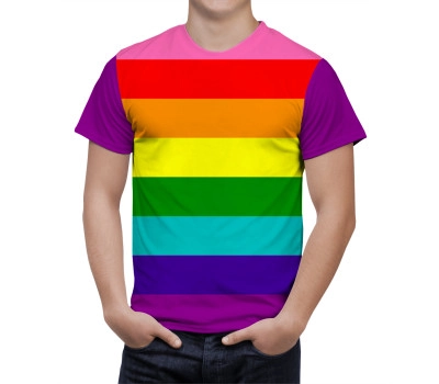 Gay Rainbow Pride Flag Striped T Shirt, Gilbert Baker 8-Stripe Shirt