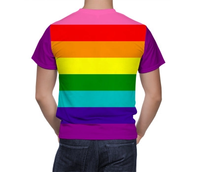 Gay Rainbow Pride Flag Striped T Shirt, Gilbert Baker 8-Stripe Shirt
