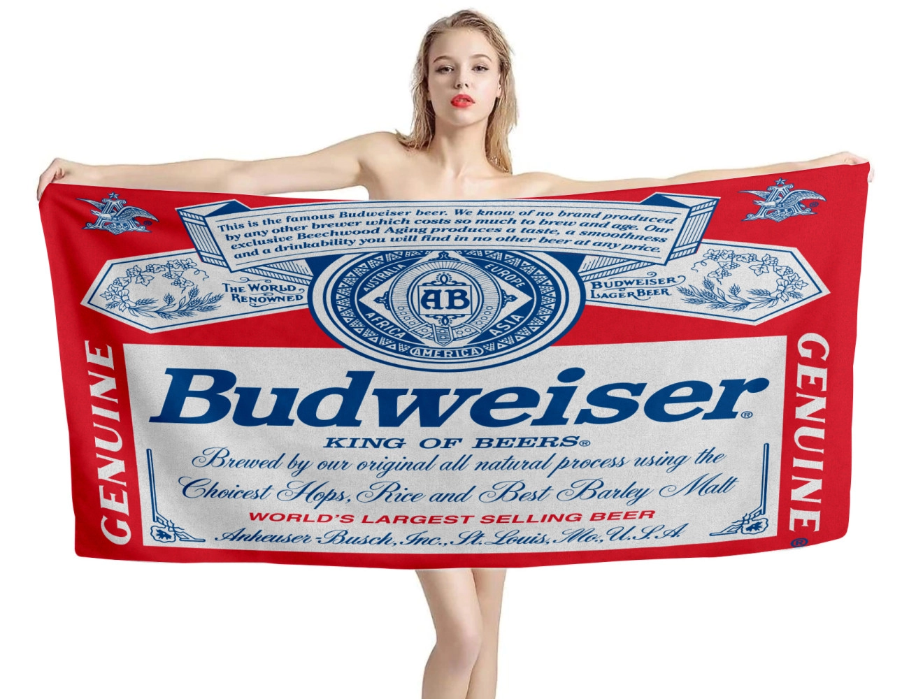 Budweiser Beer Red Beach Towel, BEER--14