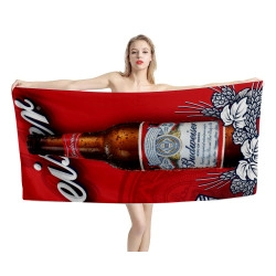 Budweiser Beer Bottle Red Beach Towel