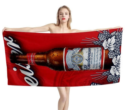 Budweiser Beer Bottle Red Beach Towel