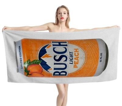 Busch Light Peach Kent White Beach Towel