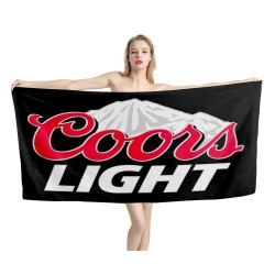 Coors Light Beer Black Beach Towel