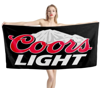 Coors Light Beer Black Beach Towel