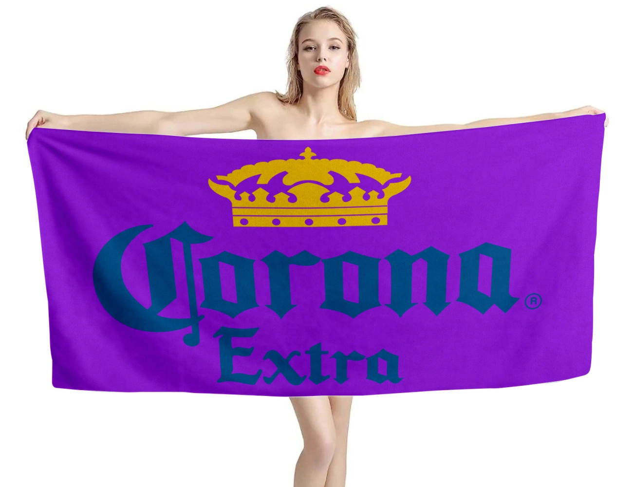 Corona Extra Beer Purple Beach Towel, COR-BEER--02