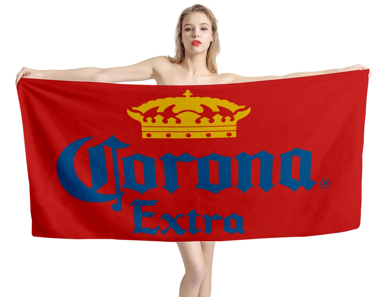Corona Extra Beer Red Beach Towel, COR-BEER--03